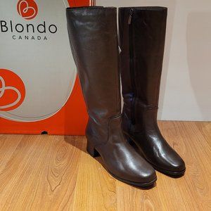 Blondo Waterproof Wide Calf Tall Leather Boot, Brown NWT